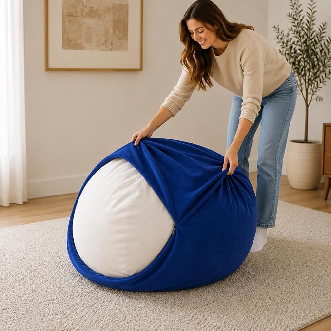 ULTIMATE SACK | 4 Ft Bean Bag Chair Replacement Cover Only | Electric Blue Suede | Removable Washable Cover only by ULTIMATESACK