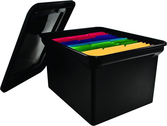 Advantus File Tote with Lid, 18 x 10.75 x 14 Inches, Black, Case of 8 (34052CT) - Image 3