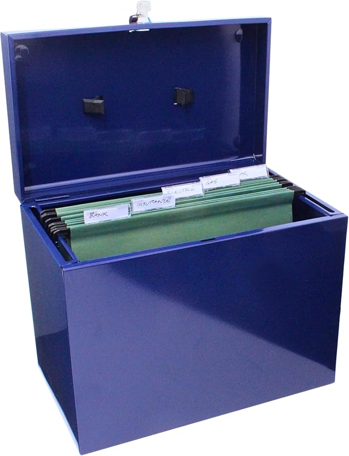 Cathedral Products A4 Steel File Box with Starter Pack of 5 Suspension Files - Blue - Image 2