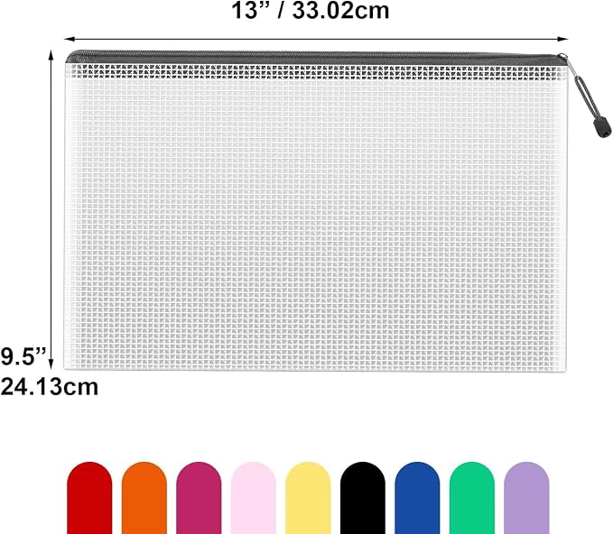 36pcs Mesh Zipper Pouch Bags,A4 Letter Size Zipper Mesh Document Pouch | Multi-use 13" x 9.5" Waterproof Mesh Bags for Board Games & Puzzles,Organizing Storage for School Office Supplies - Image 2
