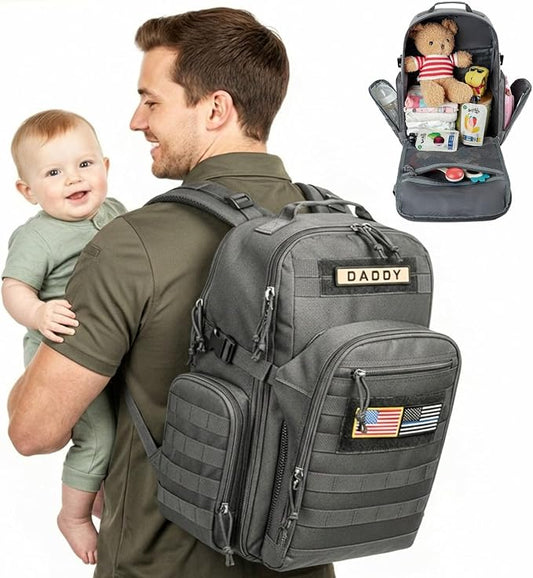 MIRACOL Diaper Bag Backpack for Dad: 900D Military-Grade Backpack with 16+ compartments - 40L XL Capacity Fits 15+ Diapers & 3 Bottles - Heavy-Duty Daddy Baby Bag for Travel & Outdoor by MIRACOL