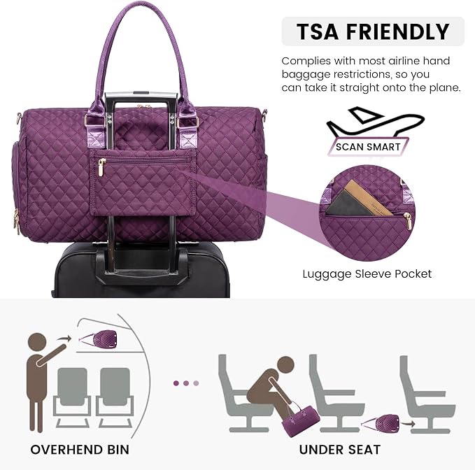 LOVEVOOK Travel Duffle Bag, Weekender Bag for Women with Toiletry Bag, Carry on Overnight Bag with Shoe Compartment, Gym Duffel Bag with Wet Pocket, Mommy Hospital Bags for Labor and Delivery - Image 4
