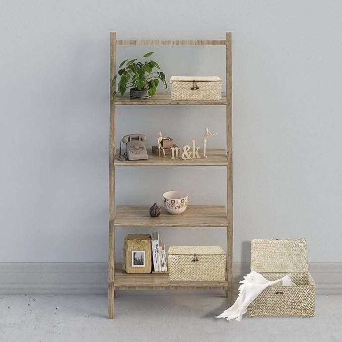 Hipiwe Set of 3 Wicker Storage Basket Bin with Lid Large Woven Seagrass Box | Handmade Shelf Basket Bins Rectangular Nesting Household Organizer Boxes for Shelf Closet Wardrobe Organizer, Whitewash - Image 4