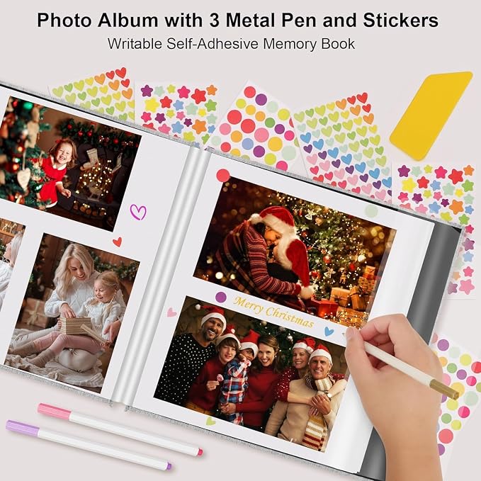 Zesthouse Photo Album Self Adhesive Pages, 60 Pages Magnetic Scrapbook Albums with Sticky Page, Photos Album Holds 8x10 & 5X7 & 4x6 & 6x8 & 3x5, Large Picture Book Ideal Gift for Family Wedding Baby - Image 3