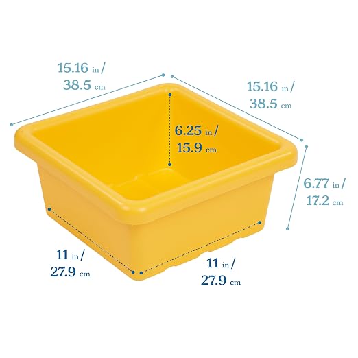 ECR4Kids Stackable Square Bins with Non-Snap Lids, Multipurpose Organization, Yellow, 2-Pack - Image 2