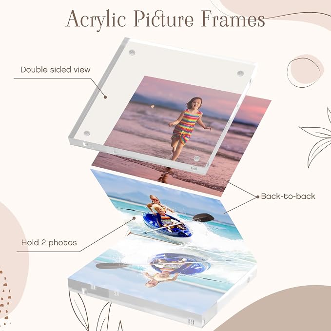 Handepo 40 Pack 4 x 4 Acrylic Picture Frames Bulk Clear Acrylic Magnetic Photo Frames 20mm Thick Double Sided Frameless Freestanding Display for Photos Cards Bedroom Living Room Home Office - Image 4