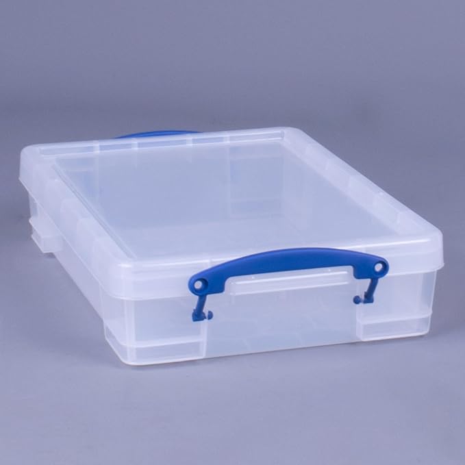 Really Useful Box 4 Liter Plastic Stackable Storage Container w/Snap Lid & Built-In Clip Lock Handles for Home & Office Organization, Clear (2 Pack) - Image 9