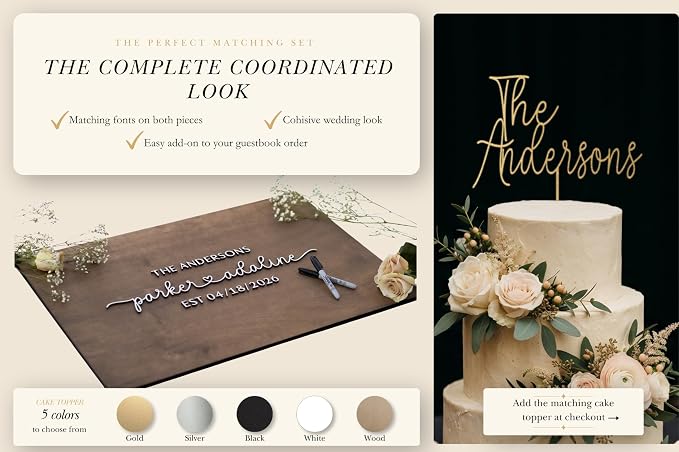 Personalized Last Name Guest Book, Unique Guest Book Sign, Custom Alternative Guest Book, Wooden Guest Book, Wedding Ceremony Guestbook Sign (Design 2) - Image 5