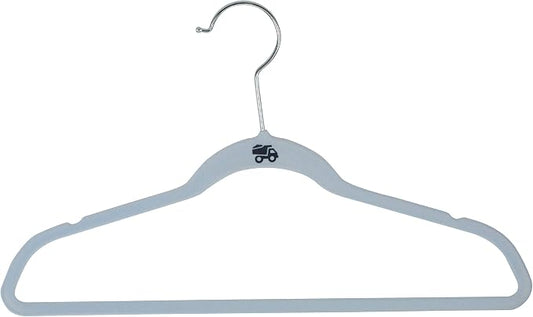 Simplify 50 Pack Kids Velvet Hangers | Slim | Non-Slip Design | Space Saving | Childrens Clothes | Shirts | Pants | Dresses | Baby Nursery | Closet Storage & Organization | Light Blue by Simplify