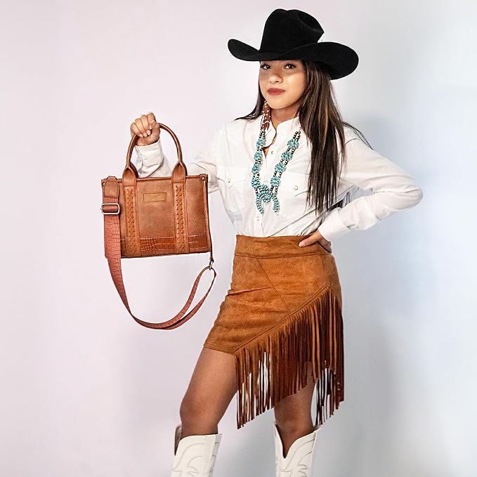 Montana West × Wrangler Tote Bag for Women Western Cow Print Purse Designer Top Handle Handbags - Image 2