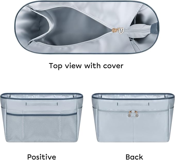 GIVLEFLY Purse Organizer Insert for Tote Bag, 12.99 Inch Satin Bag Organizer with Zipper Pocket, Multi Pocket Handbag Organizer - Image 8