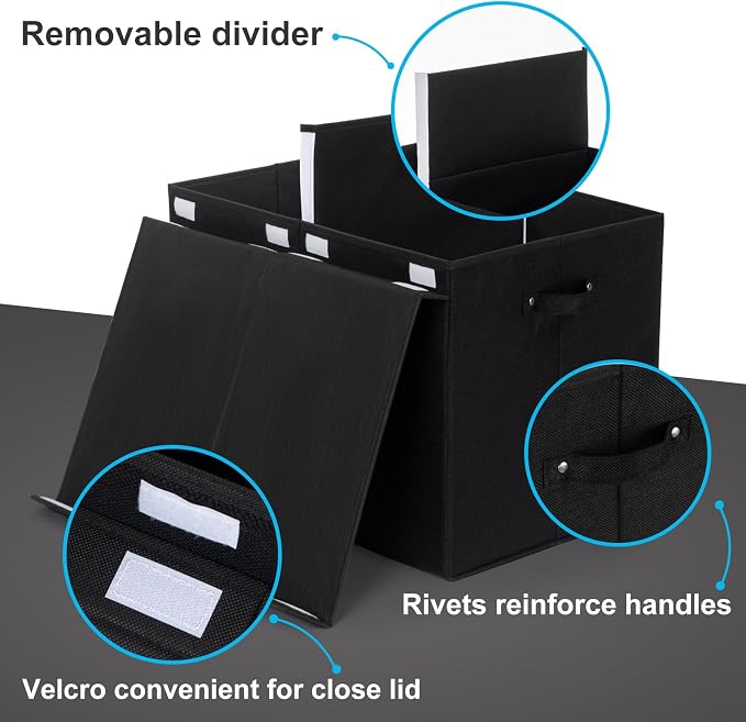 Large Toy Box Chest Storage with Flip-Top Lid, Kids Toy Storage Bin Boxes | Toy Chest with with Removable Divider for Kids, Boys, Girls, Nursery, Living Room, Bedroom, 26"x17" x17" (Linen Black) - Image 4