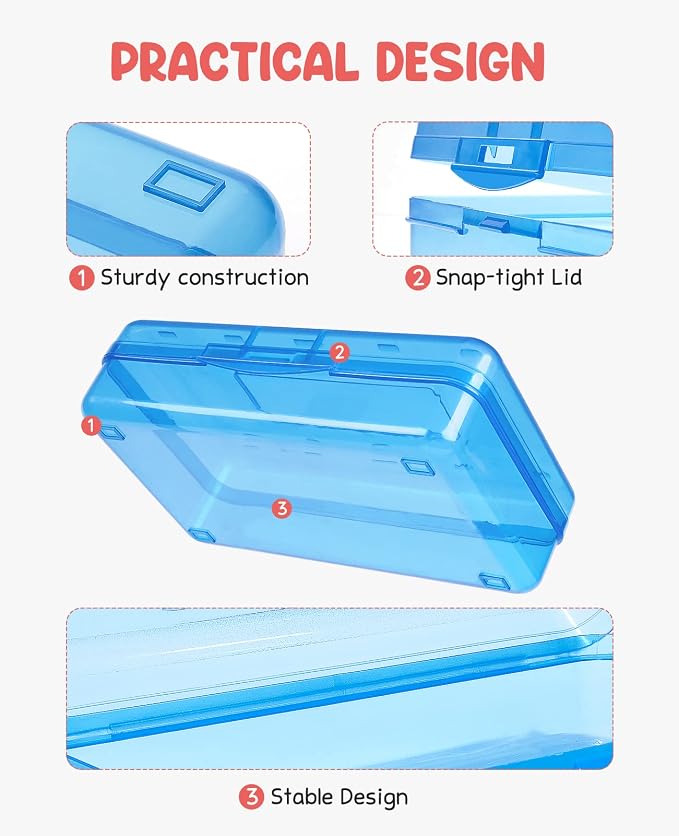 GAMENOTE Assorted Colors Plastic Pencil Case Box 6pcs Rotating Art Supply Organizer Office School Supplies for Kids Desk Organizers - Image 5
