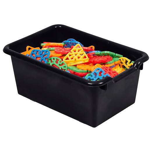 ECR4Kids Scoop Front Storage Bins, Multipurpose Organization, Black, 10-Piece | Durable plastic, GREENGUARD Gold Certified, 1.2 gallon capacity, lightweight & nestable, built-in handle, classroom/home use - Image 11