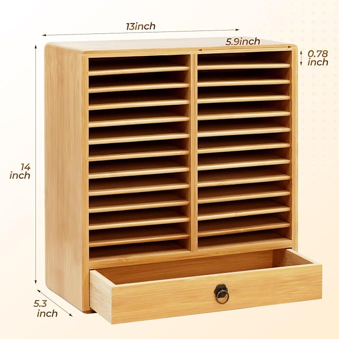 Marker Organizer, 24 Slots Wooden Storage for Up to 216 Markers with Drawer | Art Supply Alcohol Pen Storage Desktop Bamboo Marker Holder,Keeping Color Visible,Easy to Reach in Home Office and Classroom. - Image 3