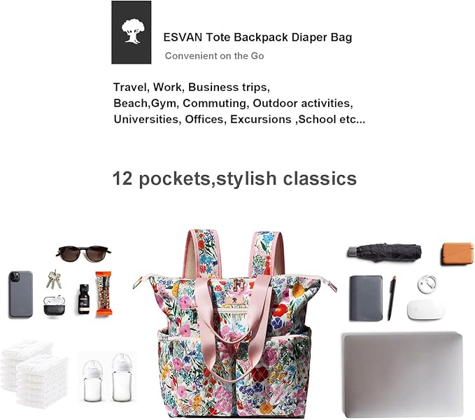 Diaper Tote Bag Totepack Backpack 2 in 1 for Women Multifunctional Large Capacity with Insulated Pockets Travel | Multifunctional - Image 5