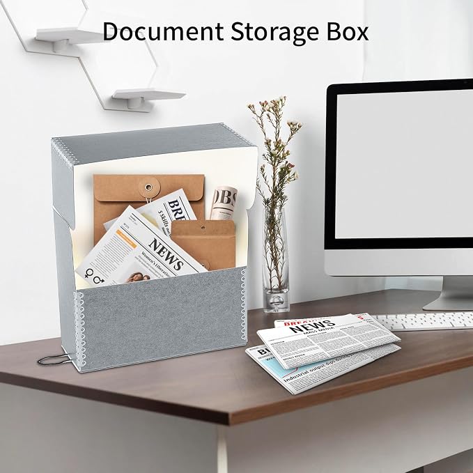Lineco Archival Document Storage Box, 12.5" x 10.5" x 5", Gray | Acid-Free, 12 Letter Sized File Folders Included, Organizer for Prints, Photos, Papers, Pack of 2 - Image 8