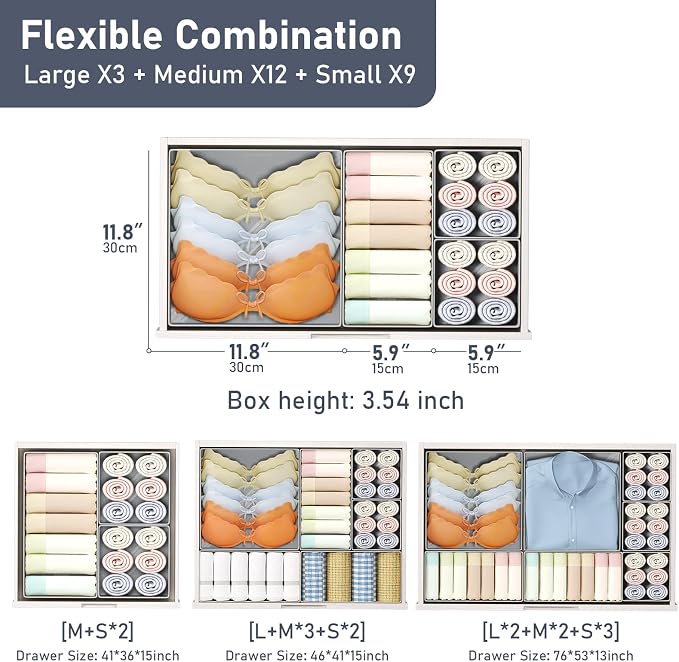 DIMJ Drawer Organizer Clothes Storage - 24 Pack Baby Dresser Organizer for Nursery, Small Fabric Closet Drawer Organizer Bins for Underwears Socks, Foldable Storage Dividers Organization for Bedroom - Image 2