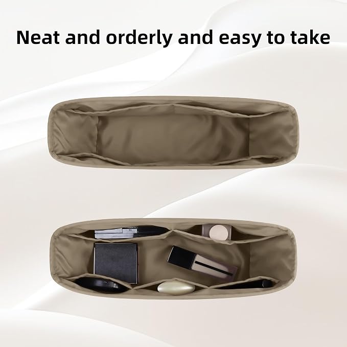 DGAZ Silk Purse Organizer Insert for Neverfullbag(Gris tourterelle,BB) | Soft and Lightweight,Perfect Fit,Multi-pocket Storage,Bag Protector,Luxury Bag Care,Handmade,for Smooth Bag Organizer - Image 5