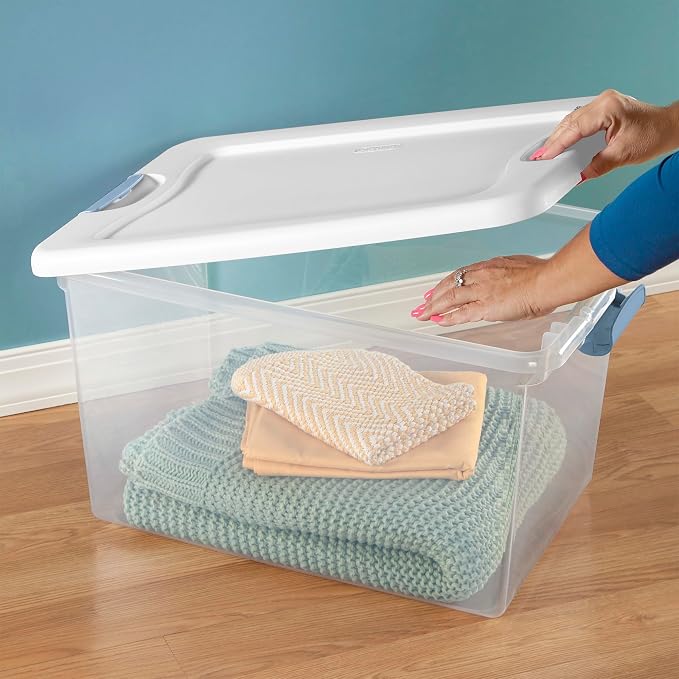 Sterilite 30-Pack Latching Box, Under Bed Storage Bins with Lids, Clear Plastic, 64 Quart - Heavy-Duty Organizing Containers for Closet, Bathroom, and Office - Image 6