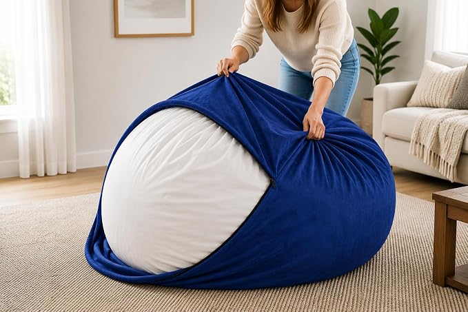 ULTIMATE SACK | 6 Ft Bean Bag Chair Replacement Cover Only | Electric Blue Suede | Removable Washable Cover only by ULTIMATESACK