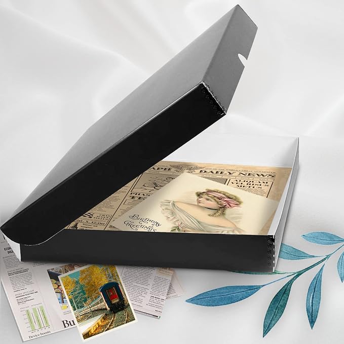 Golden State Art, Clamshell Archival Folio Storage Box 11x17 Inch, Black | Acid-Free Photo Box with Metal Edge Corner, Preserve And Store Paper Documents Cards Prints Arts and Crafts DIY Projects - Image 7