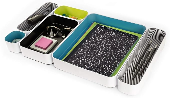 Three by Three Seattle Metal Drawer Organizer Tray Set, 6-Pc, 2" (Assorted) | Deep 2" food-safe colorful metal bins; soft non-scratch base; kitchen, vanity, bathroom & office drawer storage - Image 5