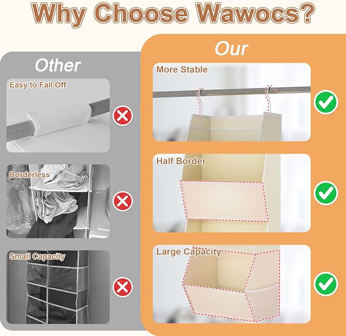 4 Shelf Hanging Closet Organizer Closet Storage for Wardrobe 2 Packs Beige | Hanging Storage Organizer for Closet Organizers and Storage, Hanging Clothes Organizer for Closet Organizer Closet Shelves - Image 4
