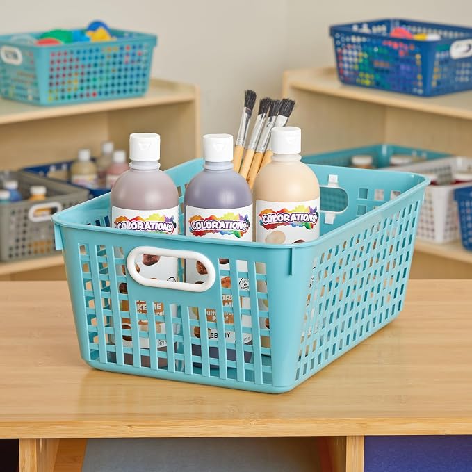 Really Good Stuff Large Plastic Book Baskets, 13.25" by 10" by 5.5"-12-Pack | Water, Classroom Library Organizer, Storage, Multi-Purpose Organizer Basket - Image 3