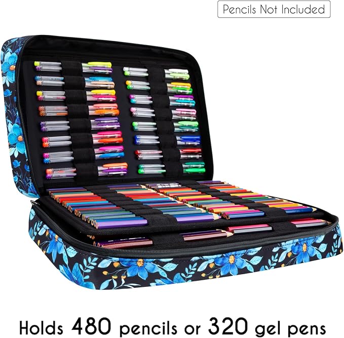 YOUSHARES Big Capacity Colored Pencil Case - 480 Slots large Pen Case Organizer with Multilayer Holder for Prismacolor Colored Pencils & Gel Pen (Orchid), Magnolia 01 - Image 7