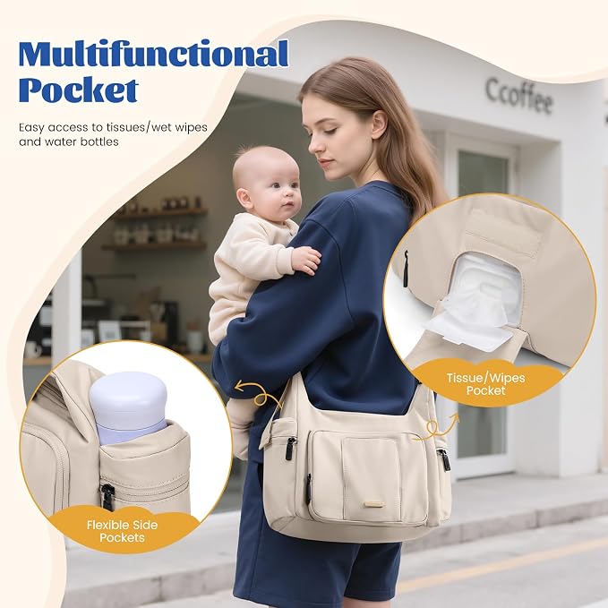 14L Puffer Diaper Bag Tote, Large Capacity Travel Diaper bags, Crossbody Hospital Bag for mom - Image 4