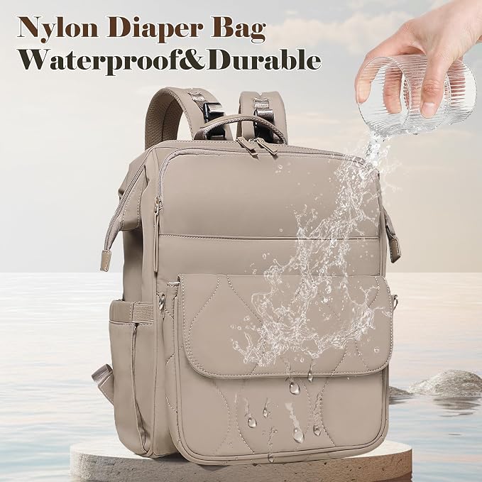 miss fong Diaper Bag Travel Diaper Backpack with Diaper Changing Pad | Large Capacity ,12 Pockets Luggage Sleeve Stroller Straps Convertible Mommy Diaper Backpack for Moms Newborn Essentials - Image 5