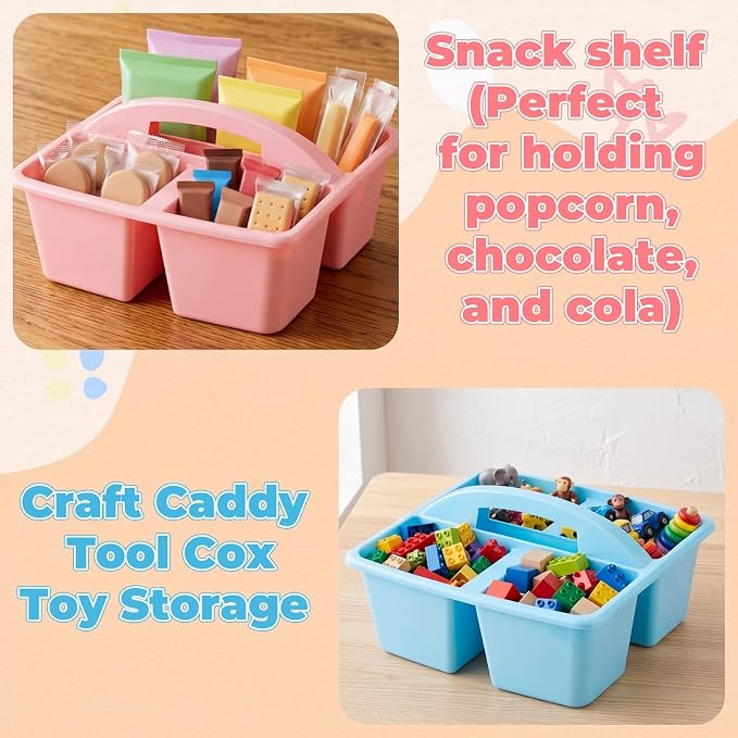 Kathfly 6 Pack Classroom Caddy Organizer with Handle, Plastic Art Craft Cleaning Caddy Bulk, Small Multipurpose Supply Organization Storage Basket for Table Desk Office Pencil Teacher (Macaron Color) - Image 7