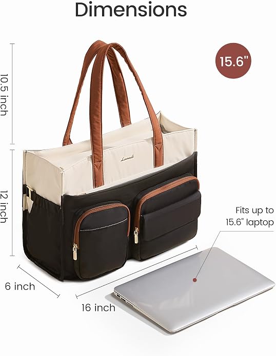 LOVEVOOK Teacher Tote Bag for Women,Multi-pocket Laptop Bag with Large Cup Holder,Nurse Bags Work Travel Computer Handbag - Image 6