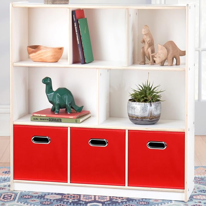 Fabric Cubby Storage Bins,13x13x13 Inches,Cube Organizer Bin Foldable Storage Boxes with Dual Handles Fabric Organizer Box and collapsible Storage basket,Set of 8,Red - Image 4