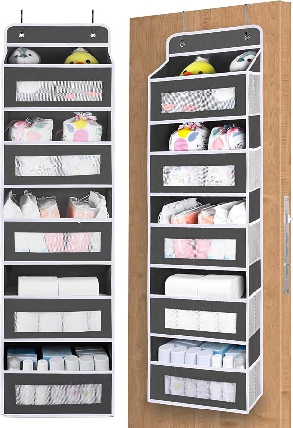 Upgrade Pocket Over The Door Organizer Storage, 5 Shelf Hanging Door Organizers with 10 Large Capacity Pockets, Anti Tilt 48 lb Load Behind Door Organizer for Bedroom, Bathroom, Pantry - Image 9