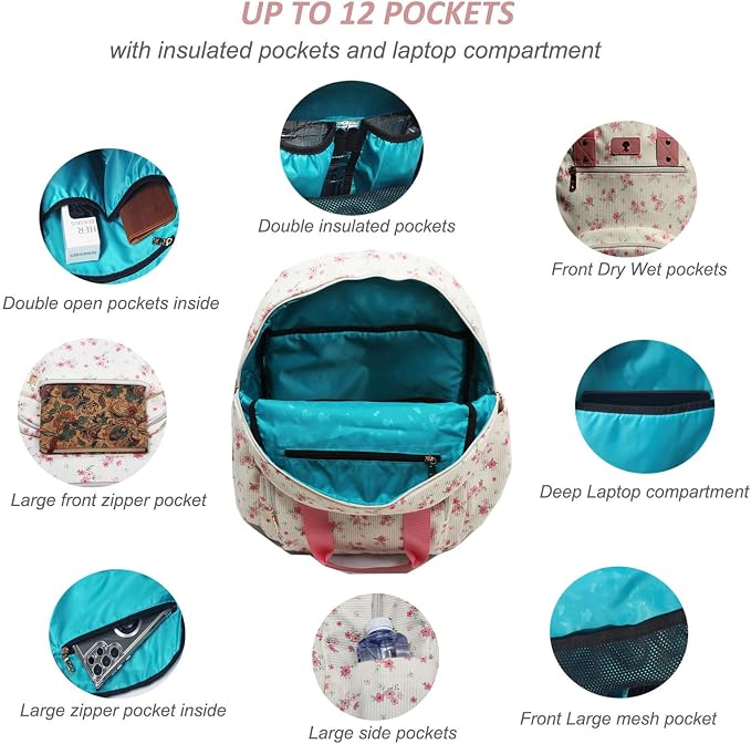 Diaper Bag Backpack Corduroy Multifunction Baby Fashion Travel Pack office Laptop Bag - Image 4