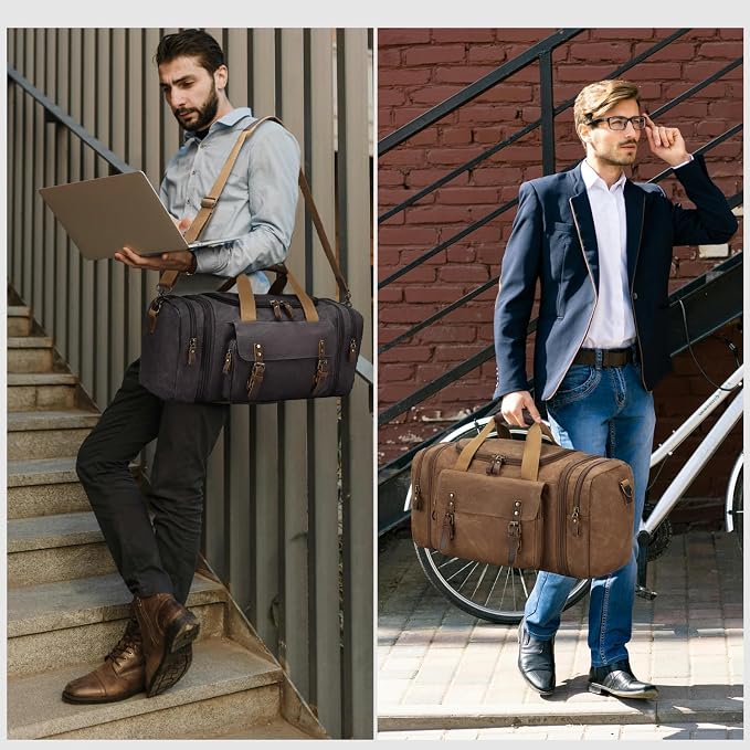 Waxed Canvas Duffel Bag 50L, Army Green | Waterproof, Travel, Overnight, Weekender - Image 6