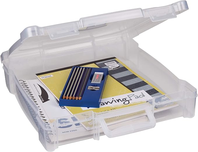 ArtBin 6913AB Portable Art & Craft Organizer with Handle, Holds Up to 12" x 12" Paper, [1] Plastic Storage Case, Clear by ArtBin