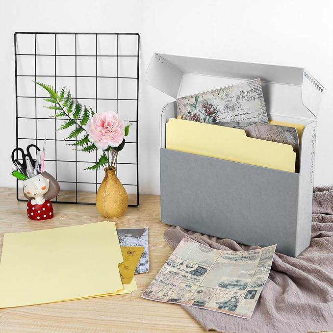 Lineco Archival Document Storage Box, Gray, 12.5" x 10.5" x 2.5" | Letter-Sized, Metal Edge, Acid-Free Boxboard Case, Organize Files, Prints, Photos, Pack of 2 - Image 5