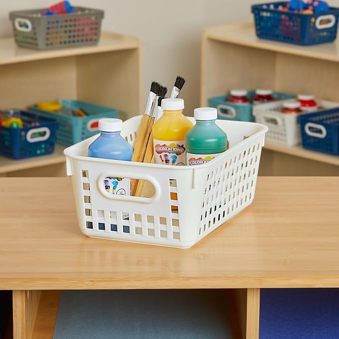 Really Good Stuff Medium Plastic Book Baskets, 11" by 7.5" by 4.5", 6-Pack | Neon Group Colors, Versatile Storage Solution for Classroom, Home, & Office - Image 4