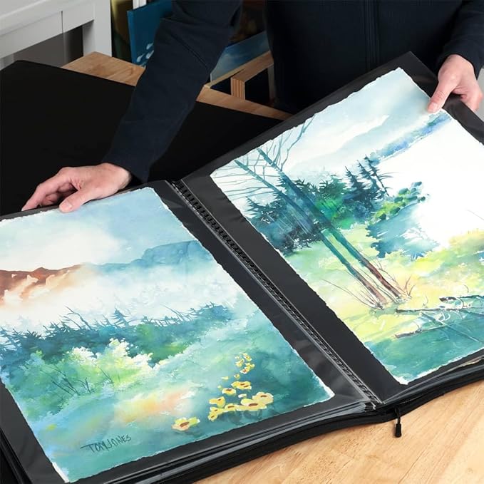 Picturesque Pro Presentation Case- Professional Art Portfolio Folder for Artwork up to 18x24- Zippered Case - Archival Storage Solution w/One Removable Spiral-Bound Refill Book of 20 Clear Sleeves - Image 4