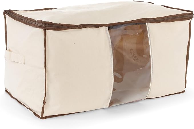 Covermates Canvas Storage Bag for Blankets, 29" W x 17" D x 16" H, Natural | label window, zipper closure, carrying handles, 3-year warranty by Covermates