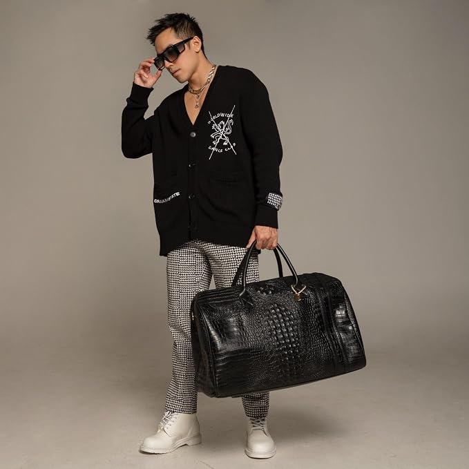 Tote&Carry Apollo 2 Duffle Bag for Travel Women & Men, TSA Approved Carry On Duffel Bag, Premium Vegan, Durable Weekender Luggage for All-Purpose Use (XL - Crocodile Skin, Black) - Image 5