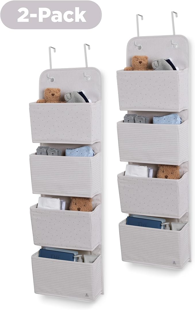 Delta Children - babyGap 2-Pack Over the Door Storage Organizer with 4 Pockets, Grey - Image 5