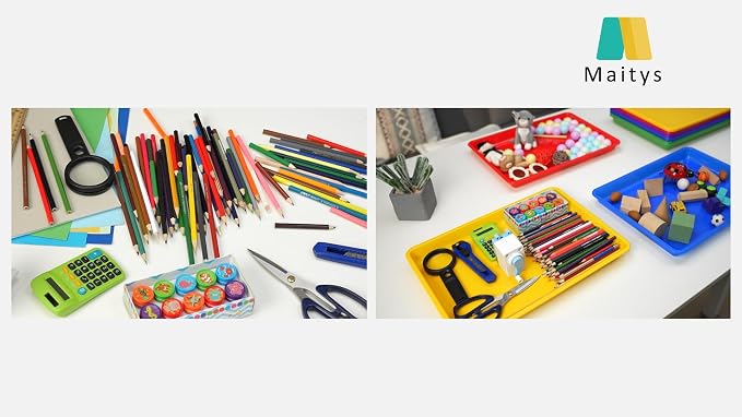 Maitys 15 Pack Plastic Art Trays 12 x 16 Inch Activity Crafts Trays Sensory Tray DIY Projects, Painting, Beads, Jewelry Office Home Organizer Arts and Crafts Supplies(Blue) - Image 8