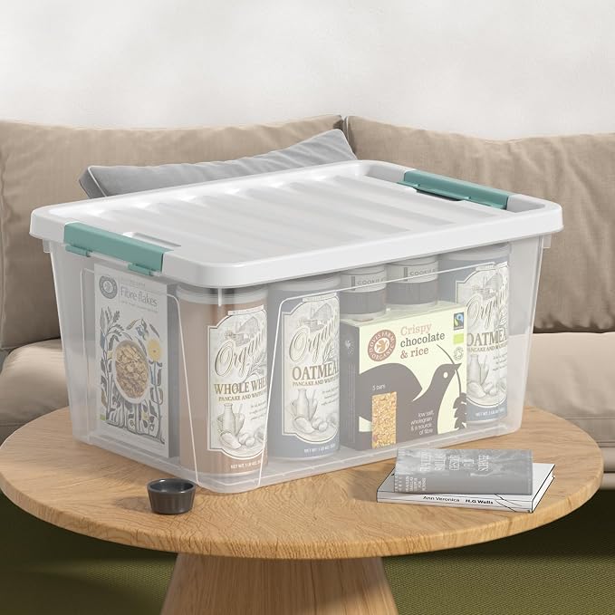 Gainhope 6 Pack 35 L Clear Plastic Storage Bin, Latch Storage Box with Lid - Image 6