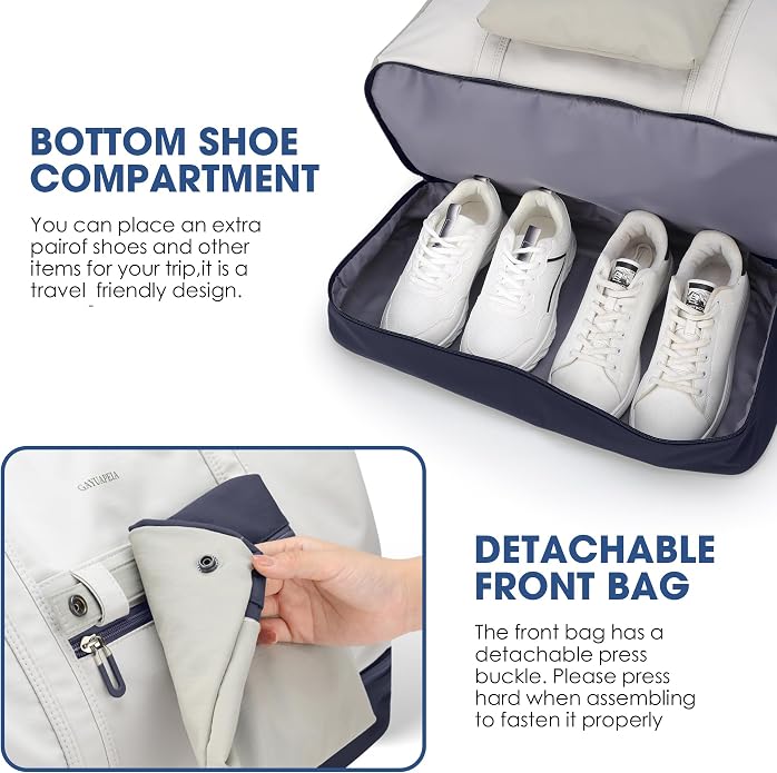 Women's Weekender bag Travel Duffel Bag with Shoe Compartment 21-inch Airline-Approved Carry-On, 2-Piece Overnight Bag Set Personal Item Luggage - Image 6