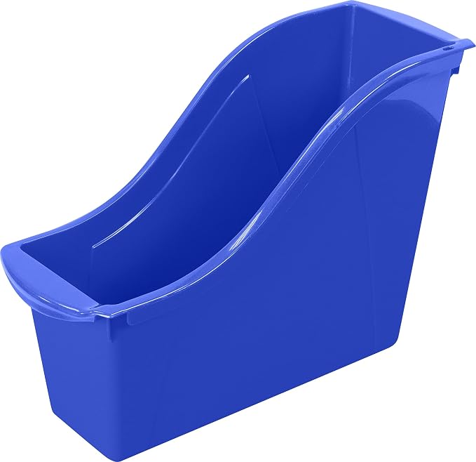 Storex Small Book Bin, Linking Storage Bin, Dry Erase Surface, 11.75" x 8.5" x 4.5" STEM Blue 6-Pack - Image 4