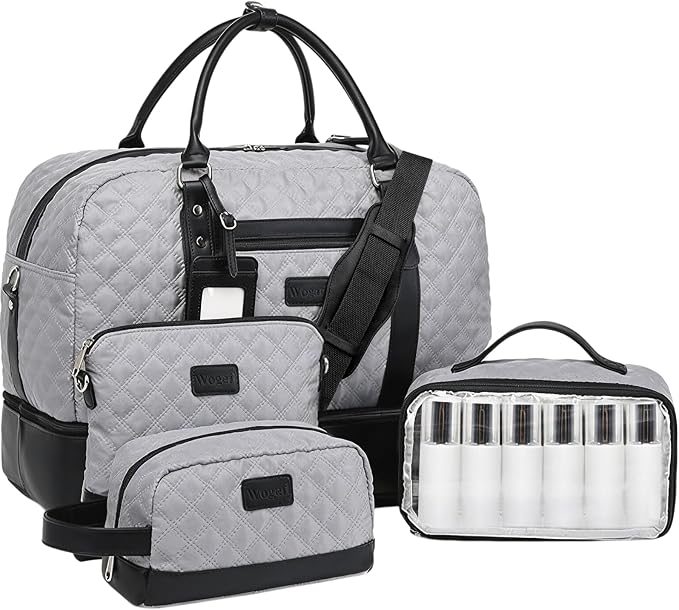 4PCS Weekender Bags for Women Large Overnight Weekend Travel Duffel Bags | Travel Bag Carry-on Tote Hospital Bag with Shoe Compartment Crossbody Toiletry Bag for Travel Business Gym Water Resistant by Wogarl